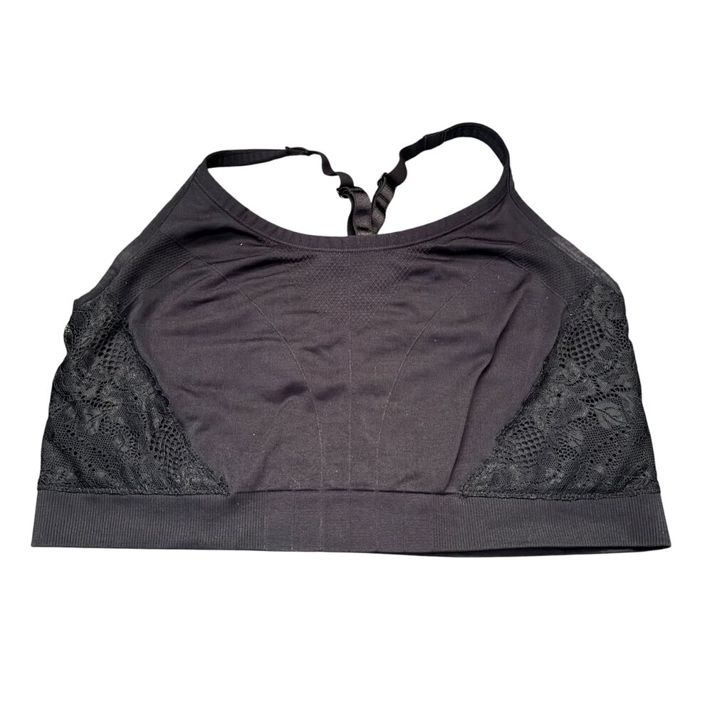 Torrid Bralette 3X 22/24 Black Seamless Unlined Lace Racerback Wireless Stretch - Picture 4 of 9